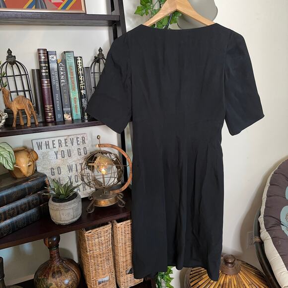 PRADA Silk Little Black Dress Y2K D-Ring Shoulder Tab Sz 38 / XS {O1} - Picture 6 of 8